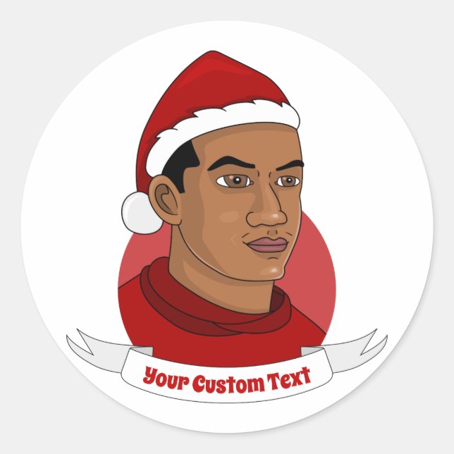Man with Santa Claus hat cartoon Classic Round Sticker (Front)