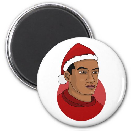Man with Santa Claus hat cartoon Magnet