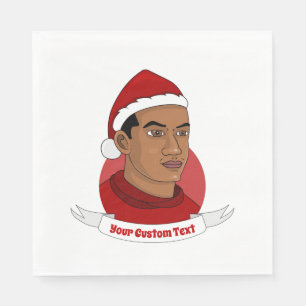 Man with Santa Claus hat cartoon Napkins