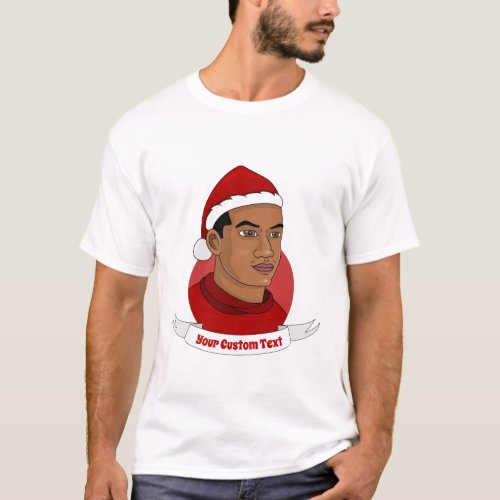 Man with Santa Claus hat cartoon T_Shirt