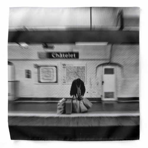 Man with shopping bags in subway Chatelet Bandana