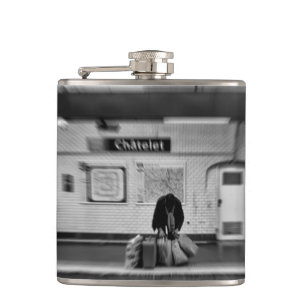Man with shopping bags in subway (Chatelet) Flask