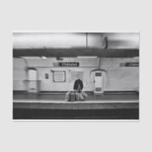 Man with shopping bags in subway (Chatelet) Tissue Paper