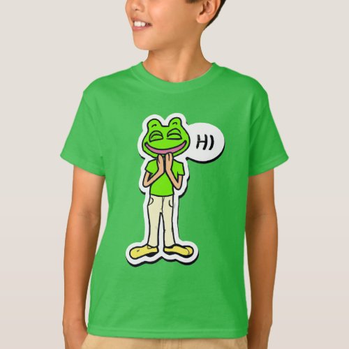 Man with Smiling Frog Head AI Art T_Shirt
