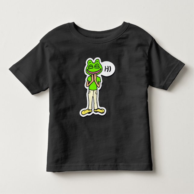 Man with Smiling Frog Head AI Art Toddler T-shirt (Front)