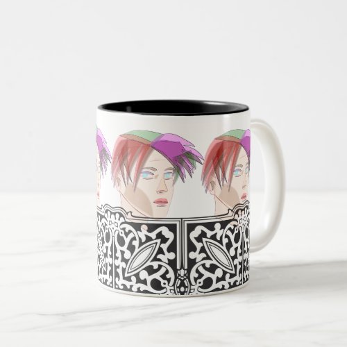 Man With Spiky Fashion Hair  Two_Tone Coffee Mug