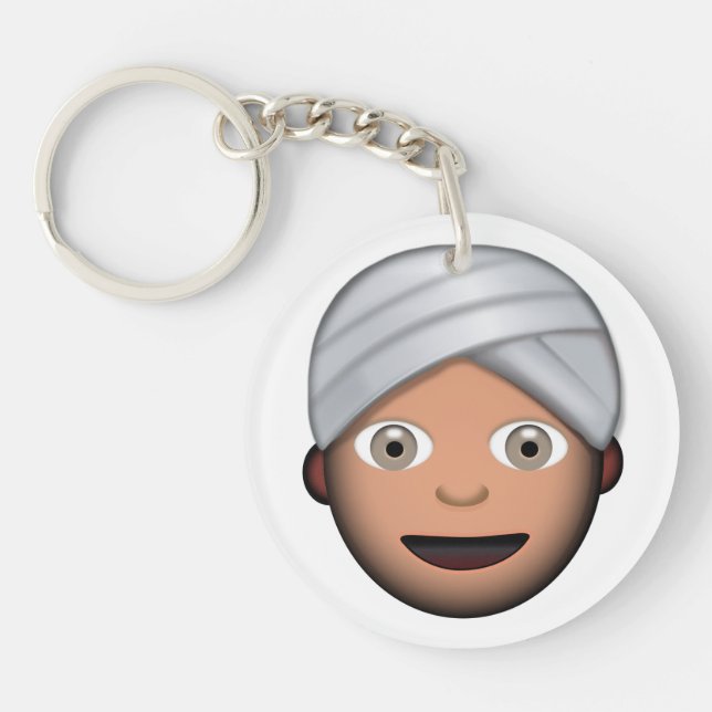 Man With Turban Emoji Keychain (Front)