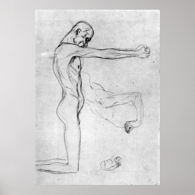 Man with with outstretched arms by Gustav Klimt Poster (Front)
