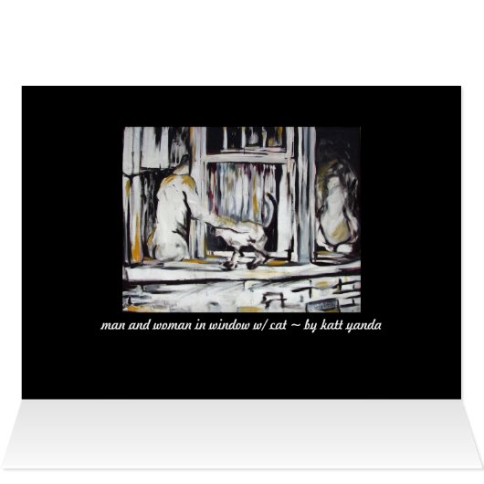 Man & Woman in Window w/ Cat - Original Art Card (Inside Horizontal (Top))