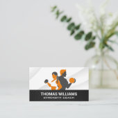 Man Woman Lifting Weights Business Card (Standing Front)