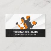 Man Woman Lifting Weights Business Card (Front)