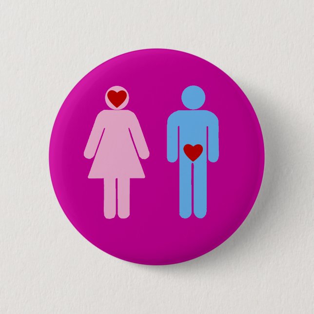 Man Woman Love Humor Tshirt Button (Front)