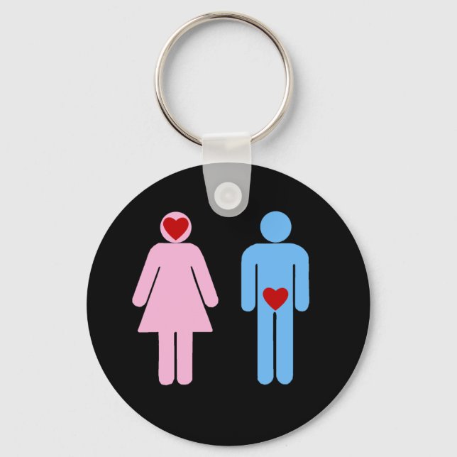 Man Woman Love Humor Tshirt Keychain (Front)