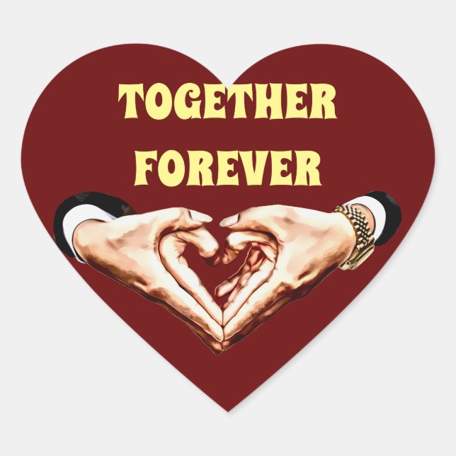 Man womans couples hands in heart shape love art sticker (Front)
