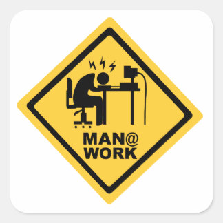 Man @ Work Square Sticker