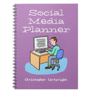 Man working on Social Media at a computer. Notebook