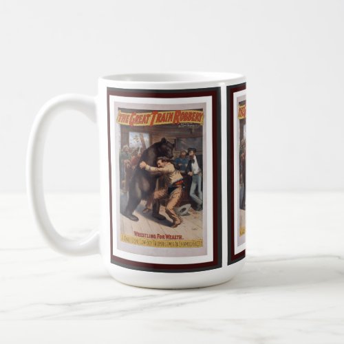 Man Wrestles Bear _ Vintage Lithograph Mug