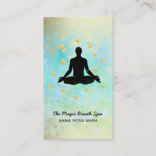 ** Man Yoga Glitter Gold Meditation  Mindfulness Business Card