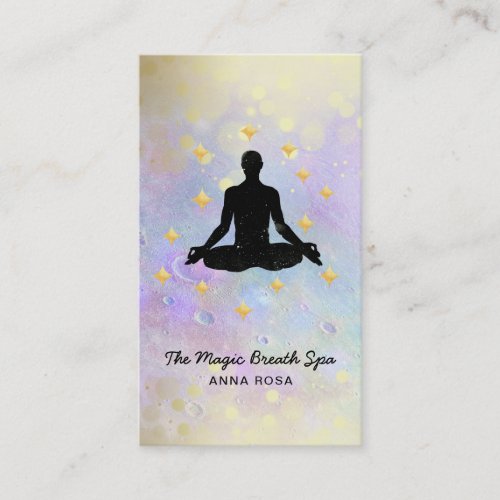  Man Yoga Gold Glitter Meditation  Mindfulness Business Card