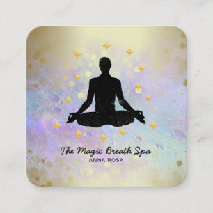 *~* Man Yoga Gold Meditation . Mindfulness Glitter Square Business Card