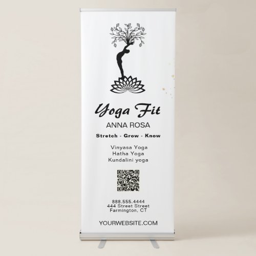 *~* Man Yoga Pose Lotus Tree of Life White Retractable Banner