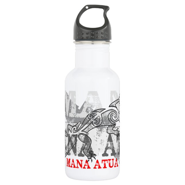 Mana Atua - Power from the gods - white Stainless Steel Water Bottle (Front)