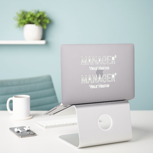 Manager CEO or Self-employed And Freelancer Design Sticker (Laptop On Desk)