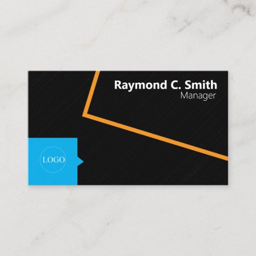 Manager Elegant Professional Black Blue Yellow Business Card