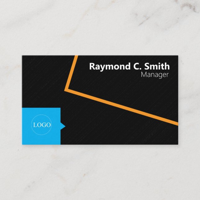 Manager Elegant Professional Black, Blue, Yellow Business Card (Front)
