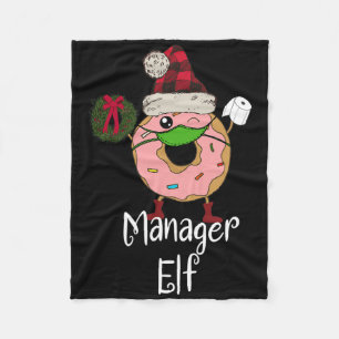 Manager Elf Quarantine Christmas Funny Donut Meme  Fleece Blanket