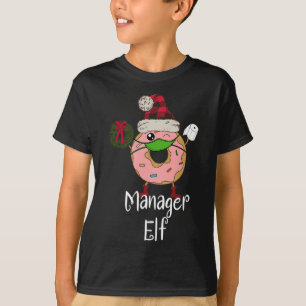 Manager Elf Quarantine Christmas Funny Donut Meme T-Shirt