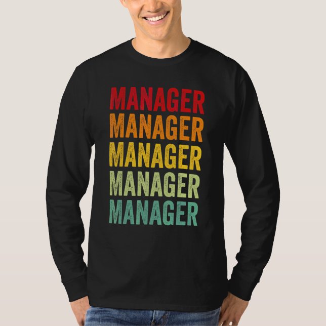 Manager Rainbow Text  Manager Colorful T-Shirt (Front)