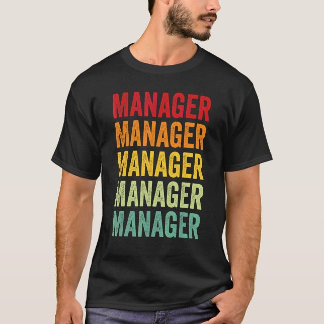 Manager Rainbow Text  Manager Colorful T-Shirt (Front)