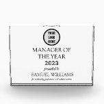 Manager Recognition Company Modern Logo Black Acrylic Award<br><div class="desc">Manager of the year award. Modern,  elegant,  black and white,  company logo,  employee recognition acrylic award. Perfect for employee.</div>