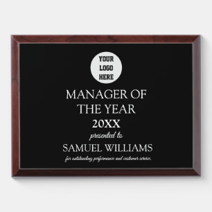 Manager Recognition Company Modern Logo Black Award Plaque