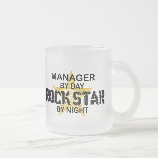 Manager Rock Star by Night Frosted Glass Coffee Mug (Right)