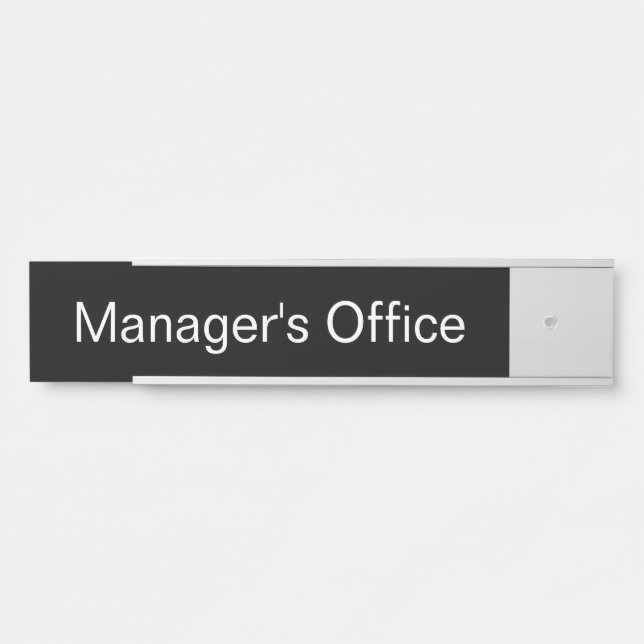 Manager's Office Black and White Text Template Door Sign (Front)