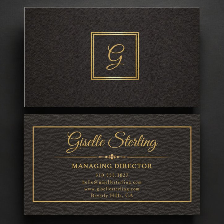Managing Director Monogrammed Gold Black Business Card