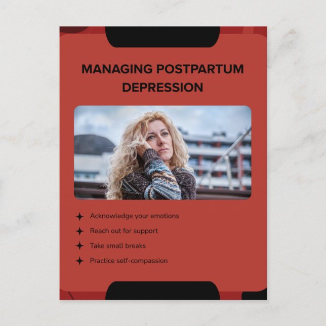Managing Postpartum Depression Awareness Design Postcard (Front)