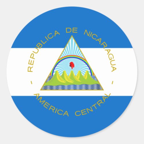 Managua Flag  Coat of Arms Flag of Nicaragua Classic Round Sticker