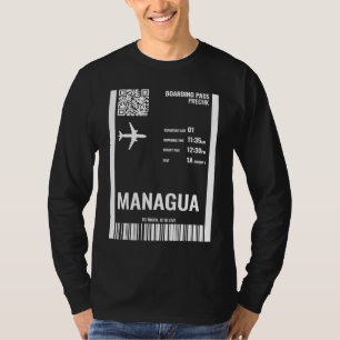 Managua Nicaragua Boarding Pass Airline Ticket Tra T-Shirt