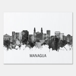 Managua Nicaragua Skyline BW Sign