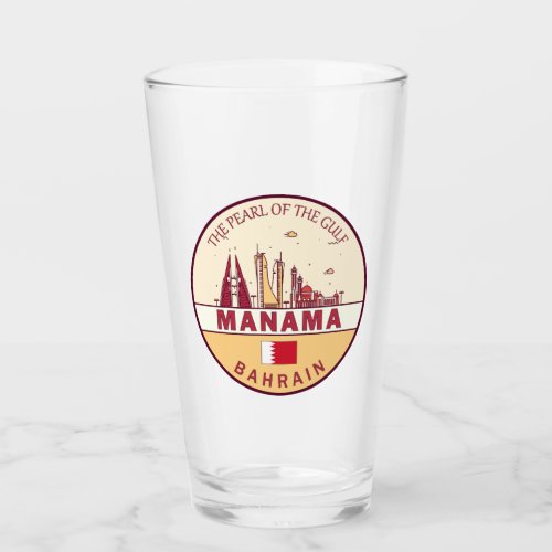 Manama Bahrain City Skyline Emblem Glass