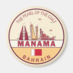 Manama Bahrain City Skyline Emblem Magnet