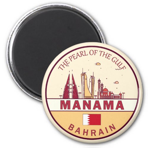 Manama Bahrain City Skyline Emblem Magnet