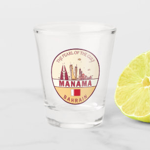Manama Bahrain City Skyline Emblem Shot Glass