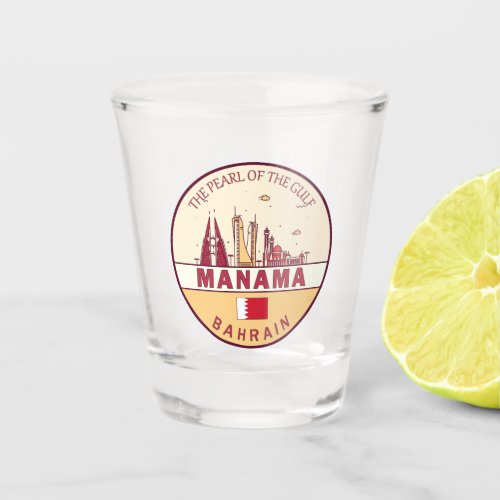 Manama Bahrain City Skyline Emblem Shot Glass