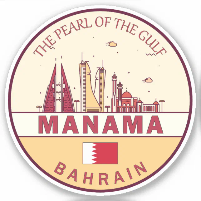 Manama Bahrain City Skyline Emblem Sticker Zazzle