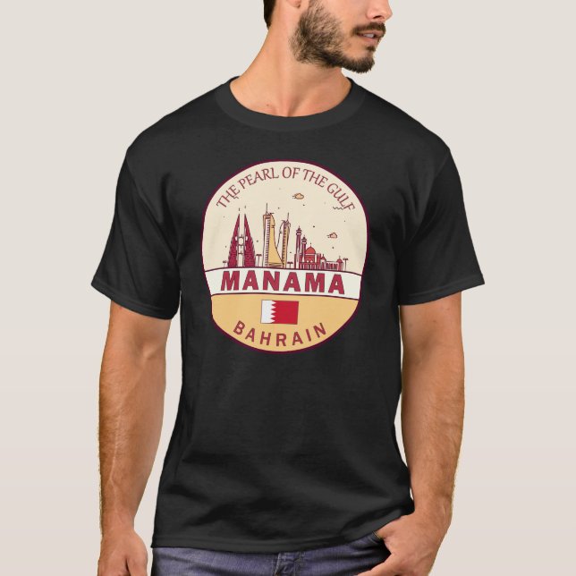 Manama Bahrain City Skyline Emblem T-Shirt (Front)