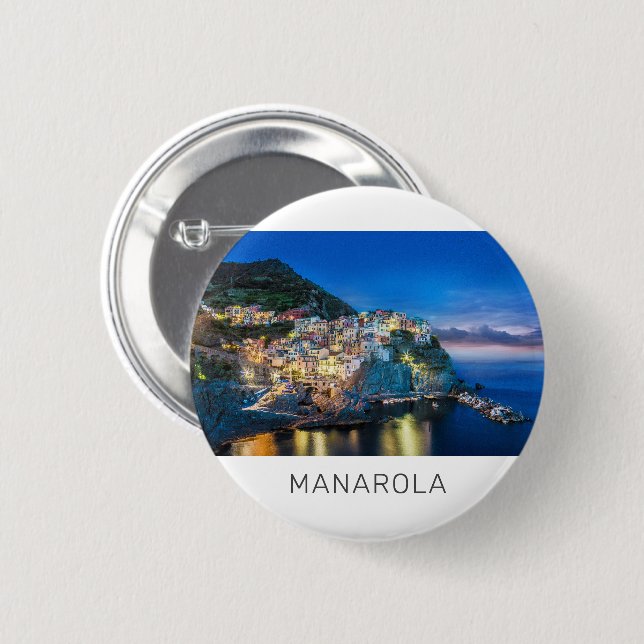 Manarola Cinque Terre La Spezia Italy Panorama Button (Front & Back)